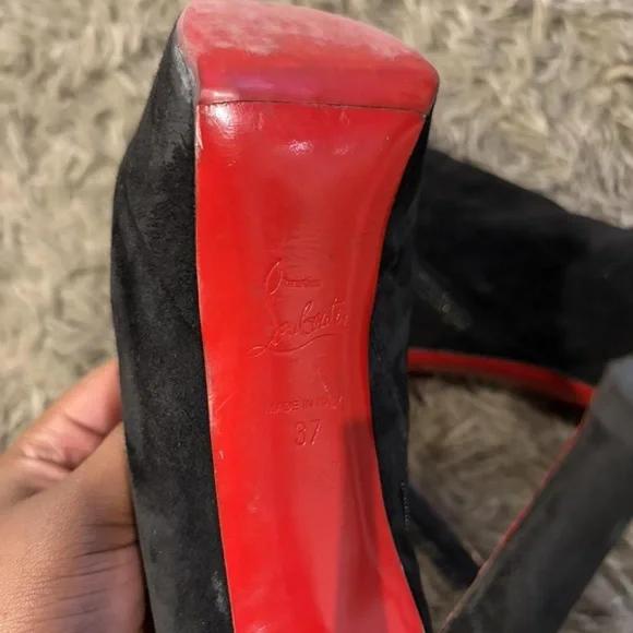 Christian Louboutin Suede Black Boots with Red Soles